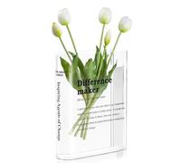 Book Vase For Flowers, Difference Maker Transparent Flower Vase For Home Office Bookshelf Living Room Bedroom Decor,Gifts For Book Lovers.