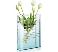 Book Vase For Flowers, Difference Maker Transparent Flower Vase For Home Office Bookshelf Living Room Bedroom Decor,Gifts For Book Lovers.