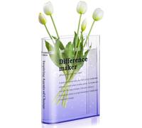 Book Vase For Flowers, Difference Maker Transparent Flower Vase For Home Office Bookshelf Living Room Bedroom Decor,Gifts For Book Lovers.