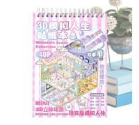 Book with Miniature Scene Stickers - Fun for Adults with Miniature Cartoon Arts and Crafts | Fun DIY Sticker Book | For Adults Lovers Friends Children Teenagers and Teens