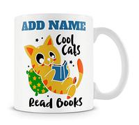 Book Worm Gift for People Who Love Reading - Cool Cats Read Books - Personalised Mug