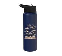 Book Worm Reading Book Nerd Librarian Stainless Steel Insulated Water Bottle
