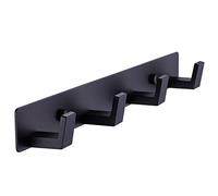 BOOKARROW 4 Matte Black Bathroom Towel Hooks - Wall Mount Screw Fixed Door Hook - Heavy Duty Coat Hanger - Stainless Steel Robe Rack in Bedroom or Kitchen 410B