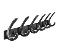BOOKARROW Coat Hook Wall Mounted Matt Black - Heavy Duty Solid Aluminum 6 Wall Coat Rack - Screws in Wall Hanger Hooks for Hat Towel Bag Robes Purses 610B-6