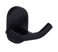 BOOKARROW Matte Black Bathroom Towel Hooks, Wall Mounted Heavy Duty Robe or Door Hook, Screw Fixed Coat Hanger in Bedroom or Kitchen 7113B