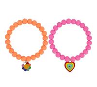 Bookay Beaded Charm Bracelets for Women - 2 Pcs Stackable Stretch Bracelets with Sunflower & Butterfly Pendants, in Purple & Yellow | Elegant Daily Jewelry Gift Setr, L, Resin, no gemstone