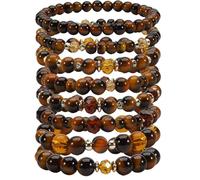 Bookay Bohemian Bracelet Sets for Women - 7-Pack Stackable Stretch Bead Bracelets with Gold Accents for St. Patrick‘s Day, Multi-Layer Gift Set, elastic, Plastic, no gemstone