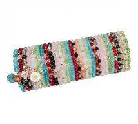 Bookay Bohemian Flower Bracelet Sets for Women - 4-Pack Stackable Stretch Bead Bracelets with Black＆White Charml & Gold Accessories, Multi-Layer &Color Boho Jewelry for Holiday Gift, L, epoxy resin