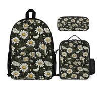 Bookbag Chamomile Daisy 3 Piece Set for Girls Age 11, Book Pack Flower 3 Piece Set Year 1 for Primary Students Weekend Adventures and Sports