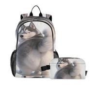 Bookbag For Teen Girls With Lunchbox Funny Fat Husky age 8-10 years old | Boy School Backpack With Lunch Box
