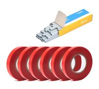 Bookbinding Supplies Garden Plant Tapetool Tapener with 6 Roll Tape Plant Branch Hand Tying Binding Machine Pruning Shears Binding Machines(6pcs Red Tape Nails)