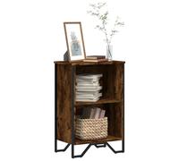 Bookcase 2-Shelf Smoked Oak 50x31x74.5cm Engineered Wood Metal Feet for bedrooms