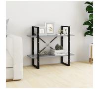 Bookcase 2-Tier Concrete Grey 80x30x70 cm Engineered Wood & Metal Shelf Storage