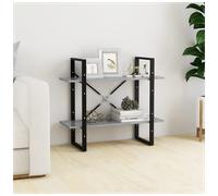 Bookcase 2-Tier Concrete Grey 80x30x70 cm Engineered Wood & Metal Shelf Storage