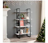 Bookcase 2-Tier White Engineered Wood & Metal 80x30x70 cm Compact Storage Shelf