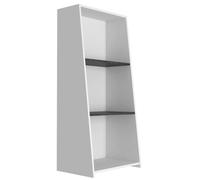 Bookcase 3 Shelf Modern Angled Display Storage Unit White Grey Oak