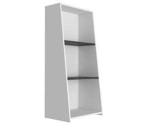 Bookcase 3 Shelf Modern Angled Display Storage Unit White Grey Oak