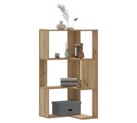 (oak) vidaXL Corner Bookcase 3-Tier Corner Bookshelf Corner Rack Engineered Wood