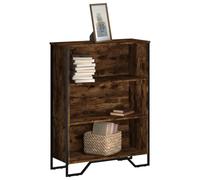Bookcase 3-Shelf Smoked Oak 80x31x106 cm Engineered Wood with Metal Feet Stable
