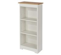 Bookcase 3 Shelf Soft White Modern Storage Unit with Oak Effect Top