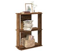 Bookcase 3-Tier 60x30x80cm Old Wood Engineered Wood Slim Display Shelf for Home
