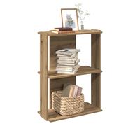 Bookcase 3-Tier Artisan Oak 60x30x80 cm Engineered Wood Compact Shelf for Home.