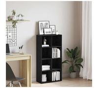 Bookcase 3-Tier Black Oak Engineered Wood 66x30x130 cm Slim Display Shelf Space
