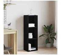 Bookcase 3-Tier Engineered Wood Black Oak 36x30x114 cm Slim Display Shelf Unit.