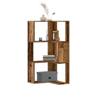 vidaXL Corner Bookcase 3-Tier Old Wood 50x50x102 cm Engineered Wood