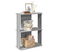 Bookcase 3-Tier Grey Sonoma 60x30x80 cm Engineered Wood Slim Shelf Unit for Home