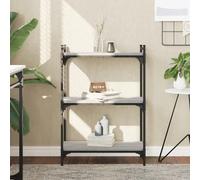 Bookcase 3-Tier Grey Sonoma 60x30x86 cm Engineered Wood Metal Frame Industrial