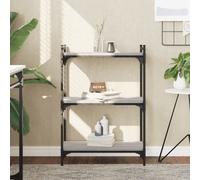 Bookcase 3-Tier Grey Sonoma 60x30x86 cm Engineered Wood Metal Shelves Rustproof