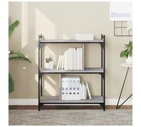Bookcase 3-Tier Grey Sonoma 76x32x88 cm Engineered Wood Metal Frame Compact New
