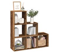 Bookcase 3-Tier Room Divider Old Wood Engineered Wood 99x29x99 cm 6 Cubes shelf