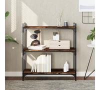 Bookcase 3-Tier Smoked Oak 80x30x86 cm Engineered Wood Metal Frame Industrial UK