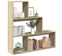 Bookcase 3-Tier Sonoma Oak 123x29x123 cm Engineered Wood Stair Shelf Divider UK