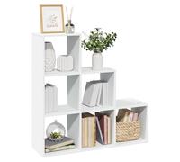 Bookcase 3-Tier Stair-Style Room Divider White 6-Cube Engineered Wood 99x29x99cm