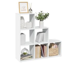 Bookcase 3-Tier Stair-Style Room Divider White 6-Cube Engineered Wood 99x29x99cm