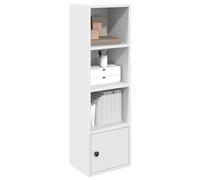 Bookcase 4-Shelf White Engineered Wood 31x24x102cm Storage Cabinet w/Door w/Wall