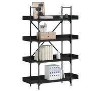vidaXL Bookcase 4-Tier Bookshelf Storage Cabinet Rack Black Engineered Wood