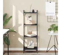Bookcase 4-Tier Black 40x30x120cm Engineered Wood & Metal Industrial Slim Shelf