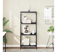 Bookcase 4-Tier Black Engineered Wood Metal Frame 59x35x132 cm Slim Industrial