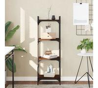 Bookcase 4-Tier Brown Oak 40x30x120cm Engineered Wood Metal Frame SlimShelf