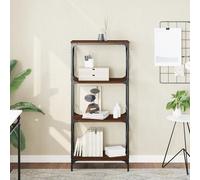 Bookcase 4-Tier Brown Oak 59x35x132 cm Engineered Wood Metal Frame Incl WallFix