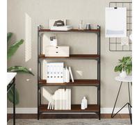 Bookcase 4-Tier Brown Oak 80x30x120cm Engineered Wood Metal Frame Industrial Pro