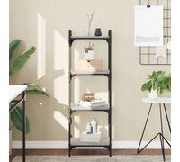Bookcase 4-Tier Grey Sonoma 40x30x120 cm Engineered Wood & Metal Shelf Unit-Slim