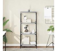 Bookcase 4-Tier Grey Sonoma 59x35x132 cm Engineered Wood Metal Frame Slim Shelf