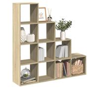 Bookcase 4-Tier Room Divider Sonoma Oak Engineered Wood 6-Cube 131.5x29x131.5cm