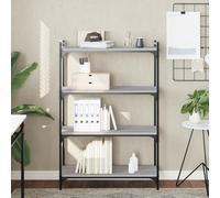 Bookcase 4-Tier Slim Grey Sonoma 80x30x120cm Engineered Wood/Metal