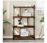 (smoked oak, 76 x 32 x 123 cm) vidaXL Bookcase Office 6-Tier Book Shelf Rack Storage Cabinet Engineered Wood